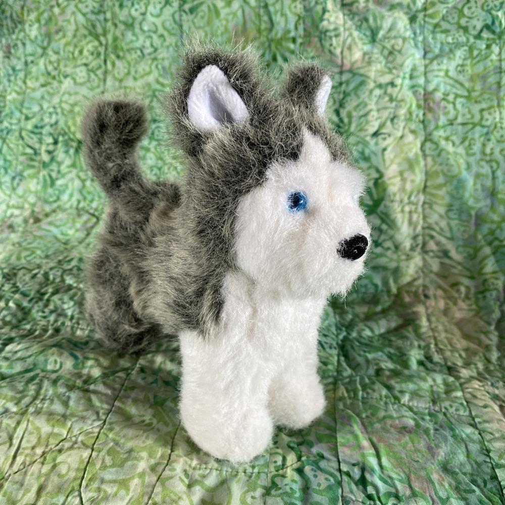 American Girl Siberian Husky Doll Pet Dog Gray Pepper Plush Stuffed Blue Eyes